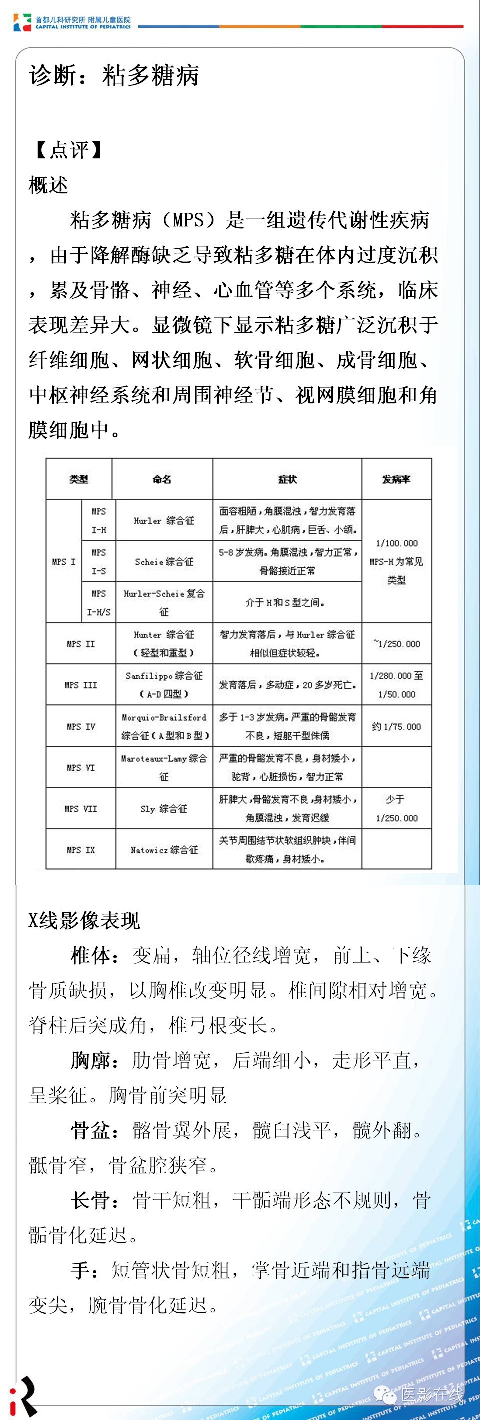 【儿科读片】粘多糖病