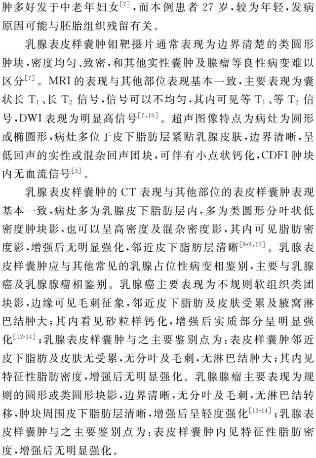 【病例】乳腺表皮样囊肿1例CT影像特点