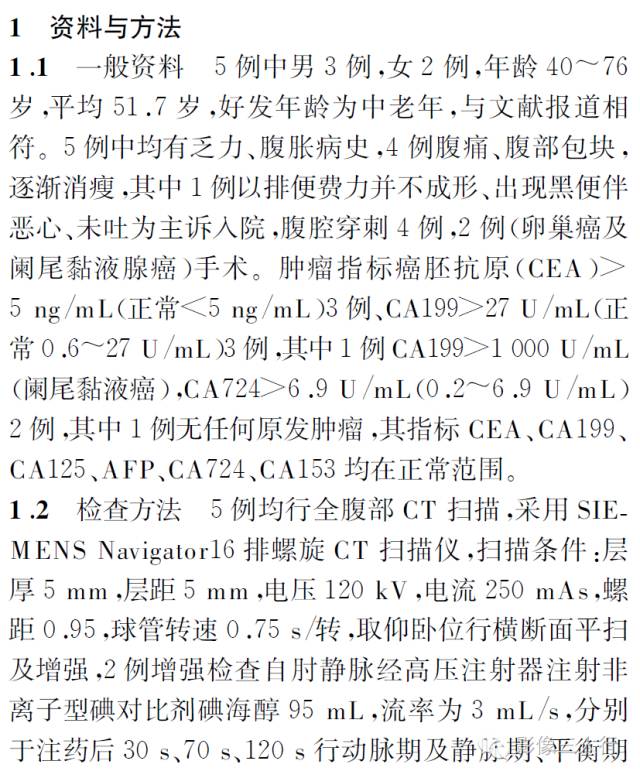 腹膜假性黏液瘤的CT、MRI表现