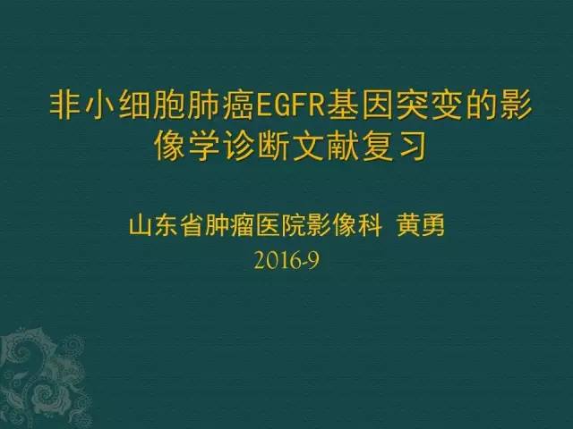 【PPT】非小细胞肺癌 EGFR 基因突变的影像学诊断文献复习