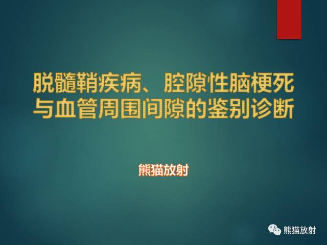 【PPT】脱髓鞘疾病、腔隙性脑梗死与血管周围间隙的鉴别诊断