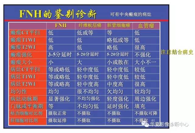 FNH的鉴别诊断