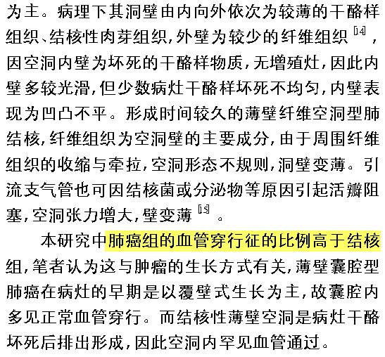 薄壁囊腔型肺癌与薄壁空洞性肺结核的MDCT表现鉴别诊断研究 薄壁囊腔型肺癌与薄壁空洞性肺结核的MDCT表现鉴别诊断研究