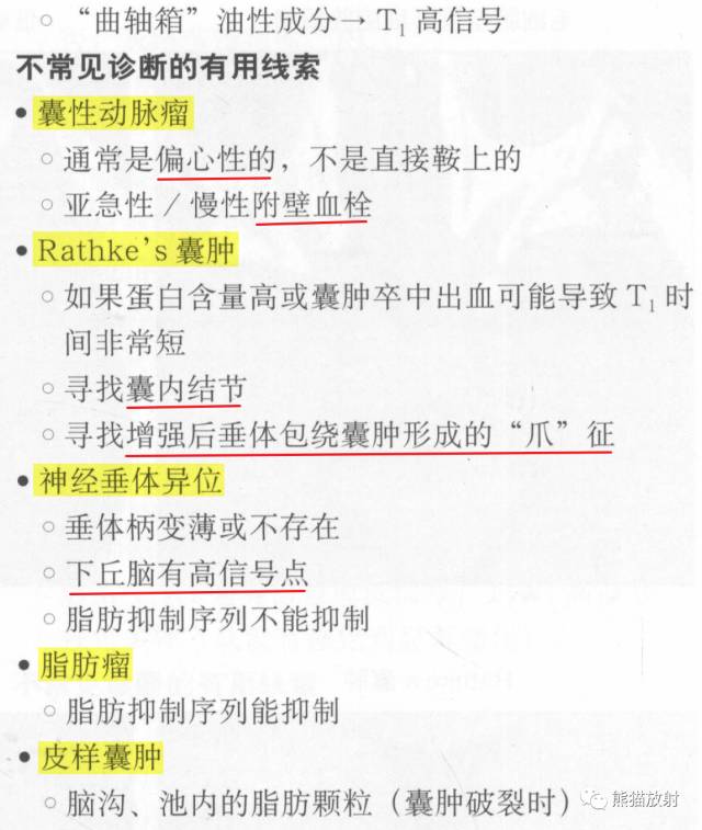 【书摘】鞍上T1WI高信号肿瘤的鉴别诊断