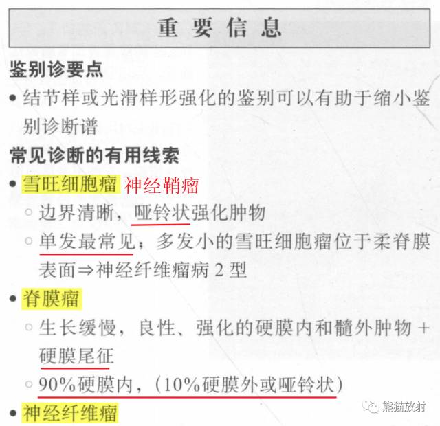 【书摘】“实性强化的硬膜内髓外病变”的鉴别诊断 【书摘】“实性强化的硬膜内髓外病变”的鉴别诊断