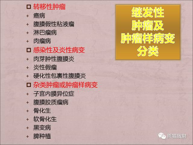 【PPT】腹膜腔继发性肿瘤及肿瘤样病变影像表现