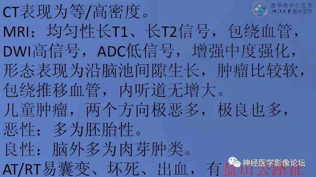 【病例】右桥小脑角区小细胞胚胎性肿瘤1例CT及MR