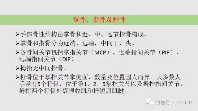 【PPT】腕、手磁共振成像正常解剖与变异
