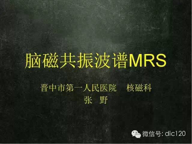 【PPT】脑磁共振波谱MRS