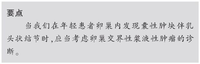 交界性和浆液性卵巢肿瘤的CT及MRI表现