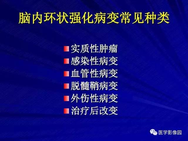 【PPT】颅内环状强化病变的影像学诊断及鉴别