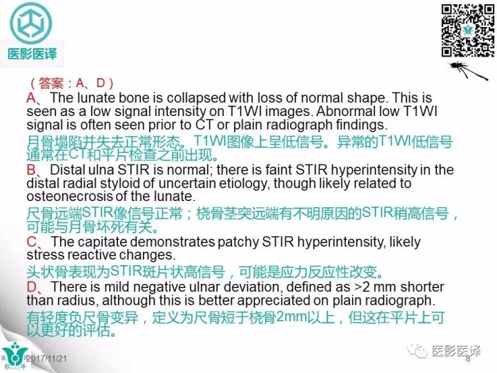 【病例】月骨缺血性坏死1例X线MR