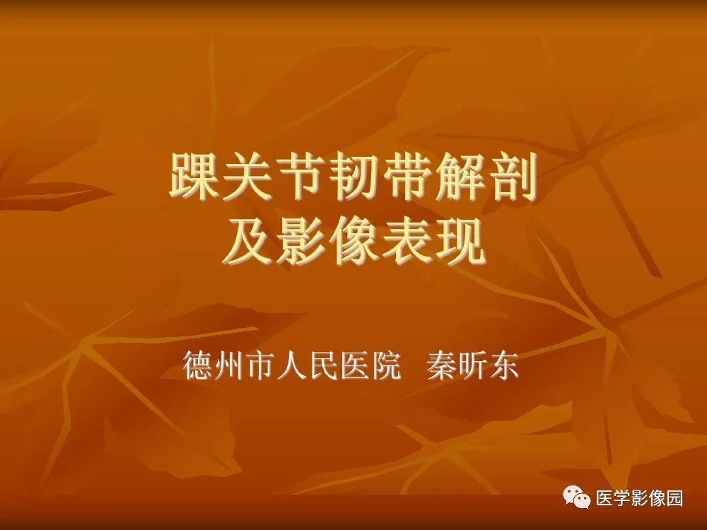 【PPT】踝关节韧带的解剖及影像表现