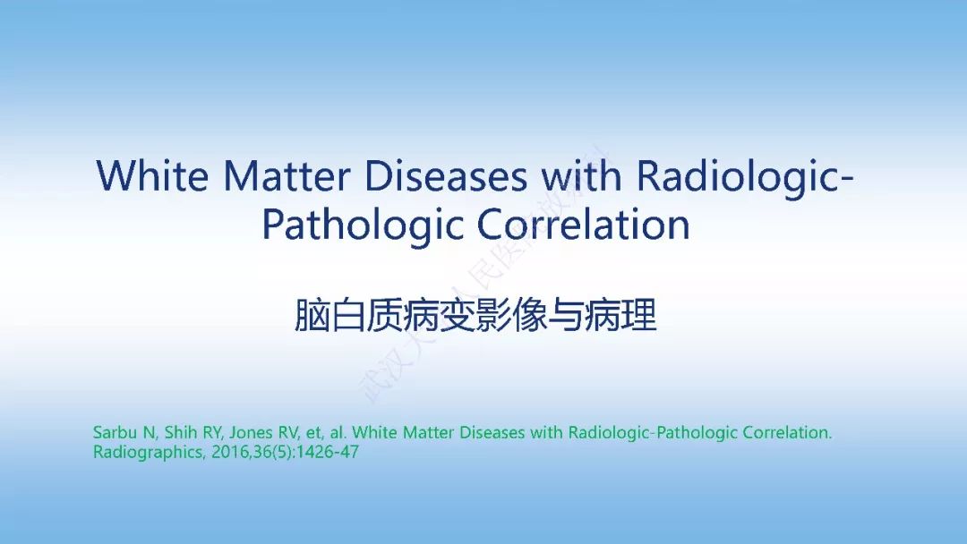 【PPT】脑白质病变影像与病理