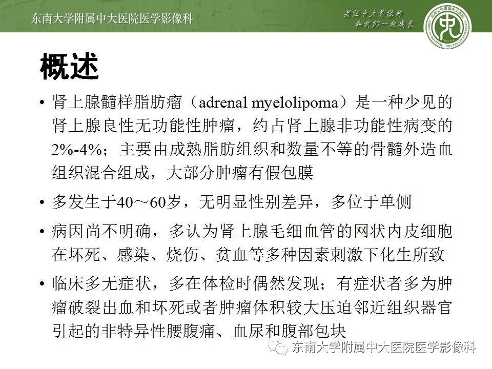 【病例】肾上腺髓脂瘤1例CT影像诊断