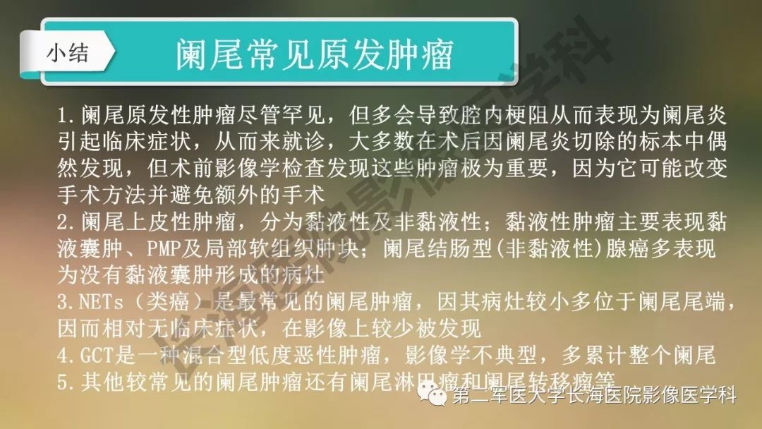 【PPT】阑尾常见原发肿瘤影像学表现