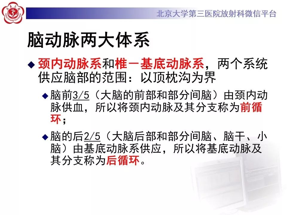 【PPT】脑动脉解剖及供血区分布