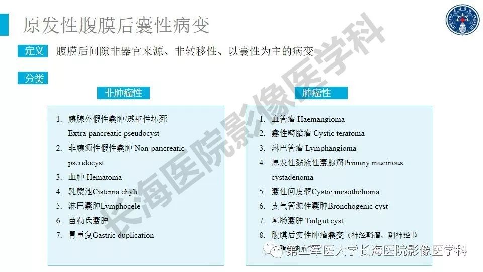 【PPT】原发性腹膜后囊性病变影像特征