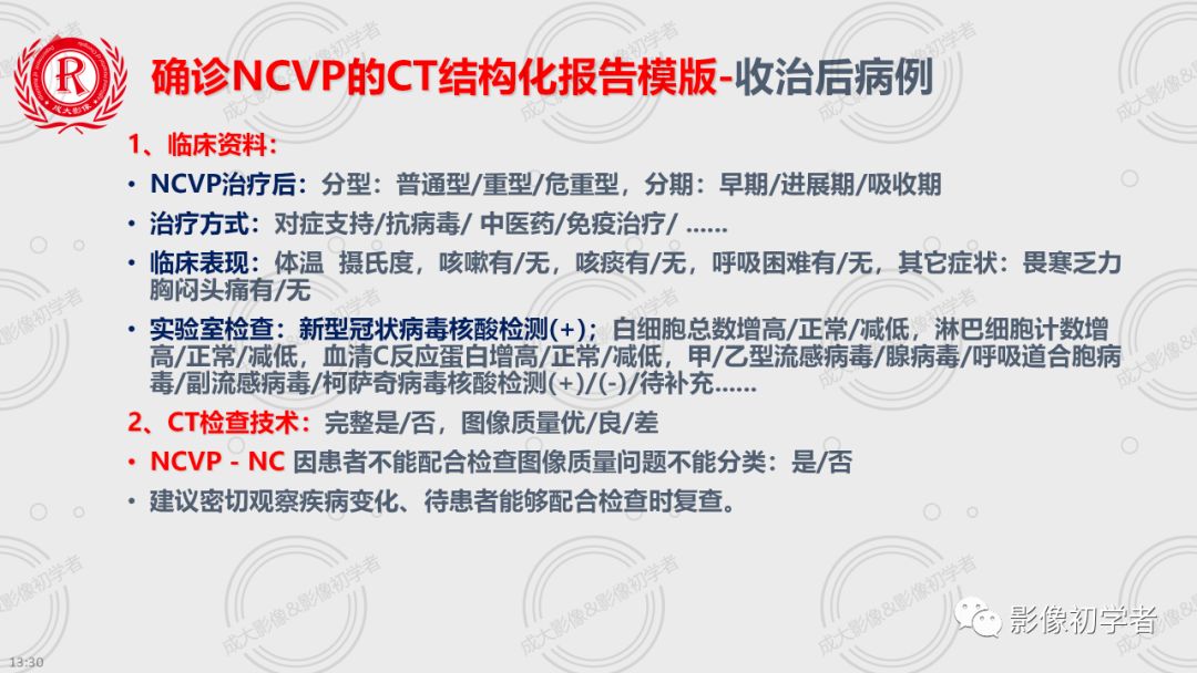 【PPT】新型冠状病毒性肺炎CT结构化报告模板