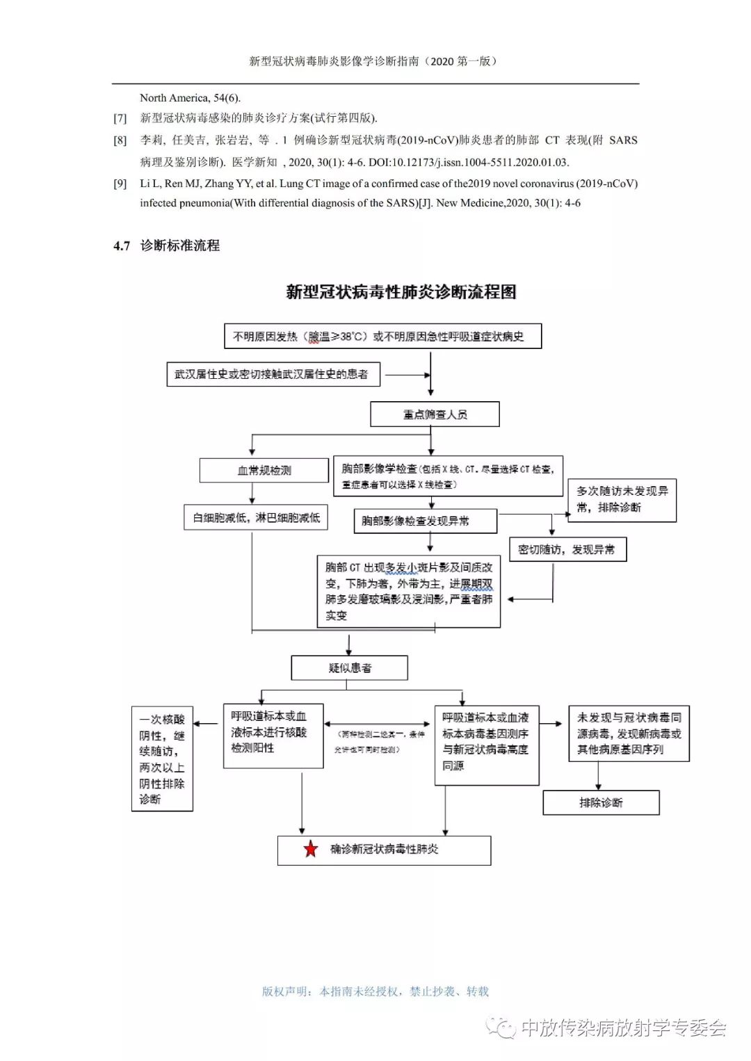 新型冠状病毒肺炎影像学诊断指南（2020 第一版）