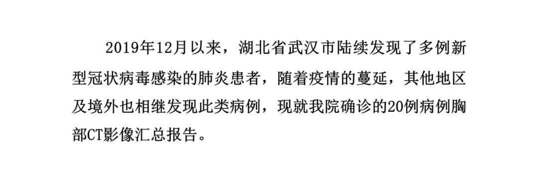 【PPT】20例新型冠状病毒肺炎的CT表现汇总