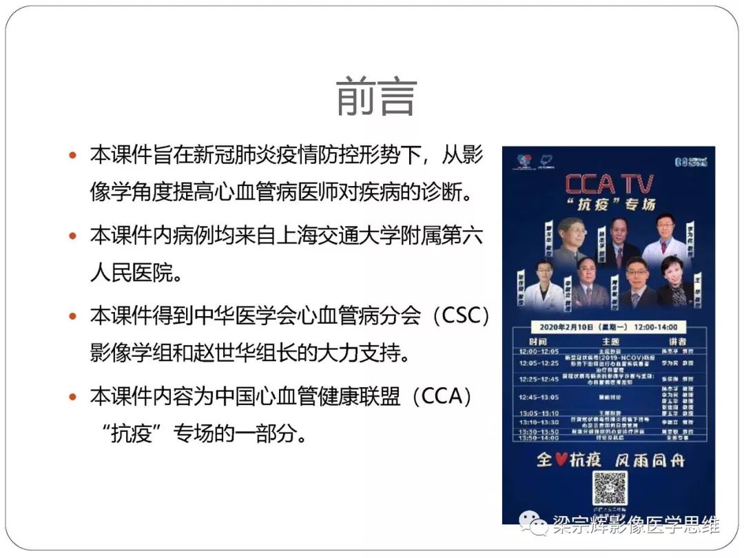 【PPT】新型冠状病毒肺炎影像学诊断与鉴别：心血管病医师需知