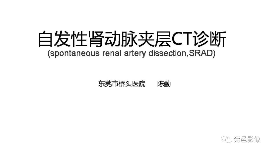 影像PPT - 【PPT】自发性肾动脉夹层CT诊断-1