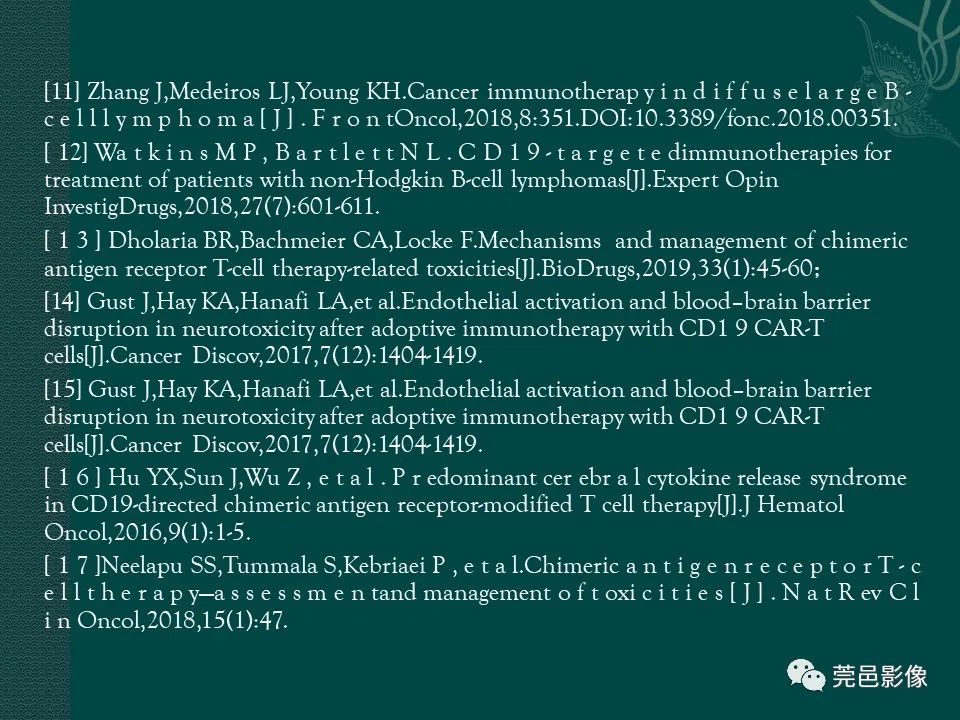 影像PPT - 【PPT】CAR-T治疗难治复发急性B淋巴细胞白血病相关性脑病（CRES）的影像学表现初步分析（1例）-36